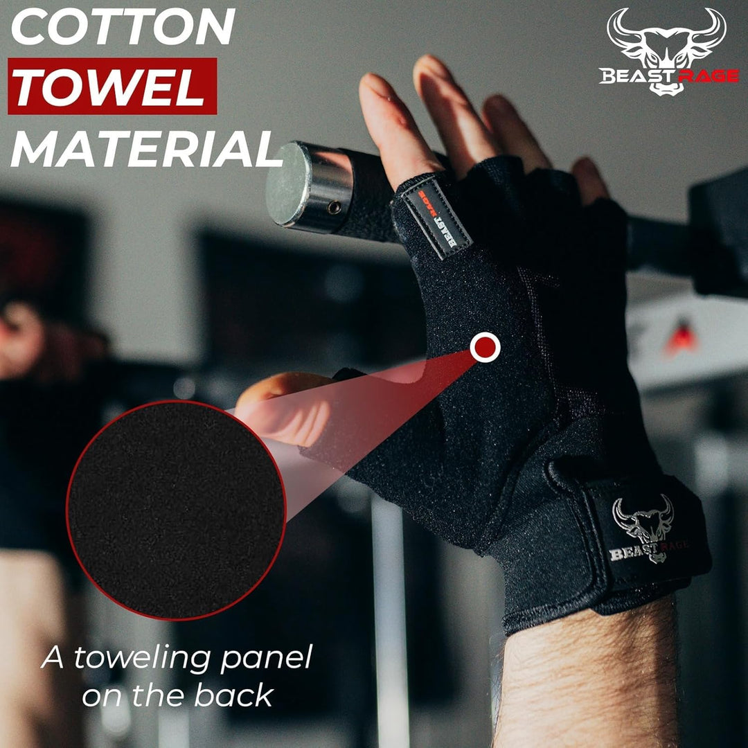 Workout Gloves – Premium Half Finger Gym Gloves for Weight Lifting, Strength Training