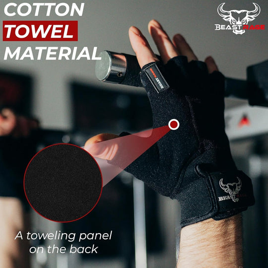 Workout Gloves – Premium Half Finger Gym Gloves for Weight Lifting, Strength Training