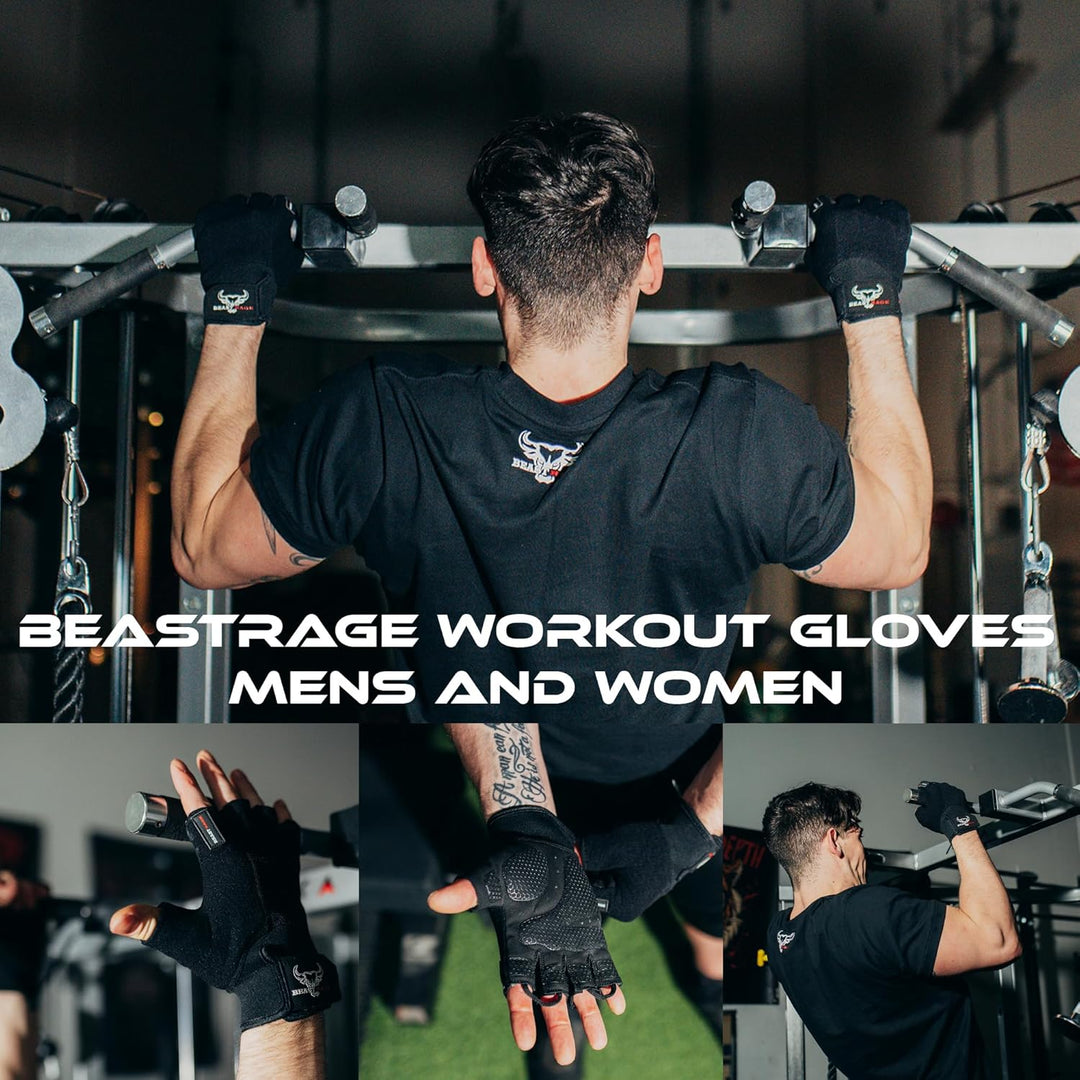 Workout Gloves – Premium Half Finger Gym Gloves for Weight Lifting, Strength Training